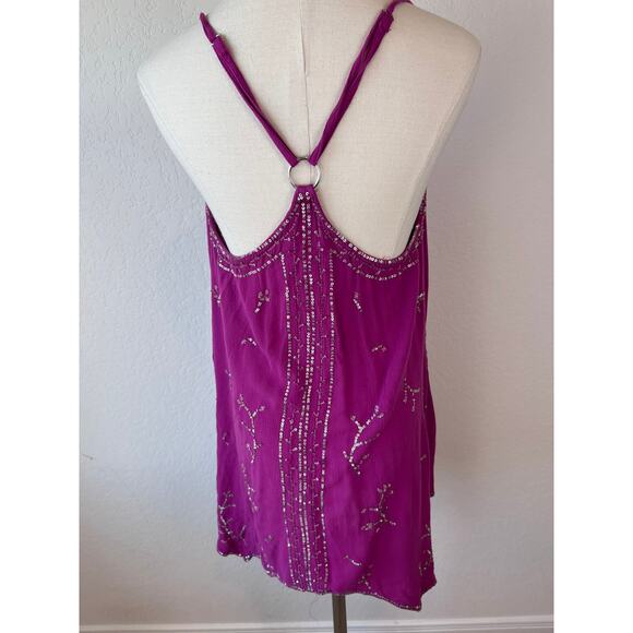 Free People Beaded Sequin Tunic Dress Purple size Medium - Picture 7 of 9